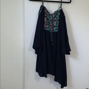 Navy in printed casual dress